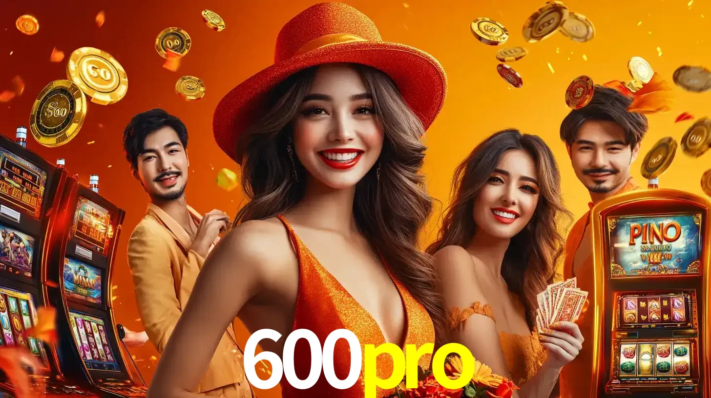 Grupo de amigos asiáticos sorrindo e se divertindo com máquinas de caça-níqueis em um ambiente festivo, celebrando suas vitórias nos jogos de cassino do 600pro.